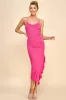 Fuchsia Ruched Ruffle Detail Sleeveless Maternity Midi Dress sold by Pinkblush