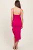 Fuchsia Ruched Ruffle Detail Sleeveless Maternity Midi Dress sold by Pinkblush