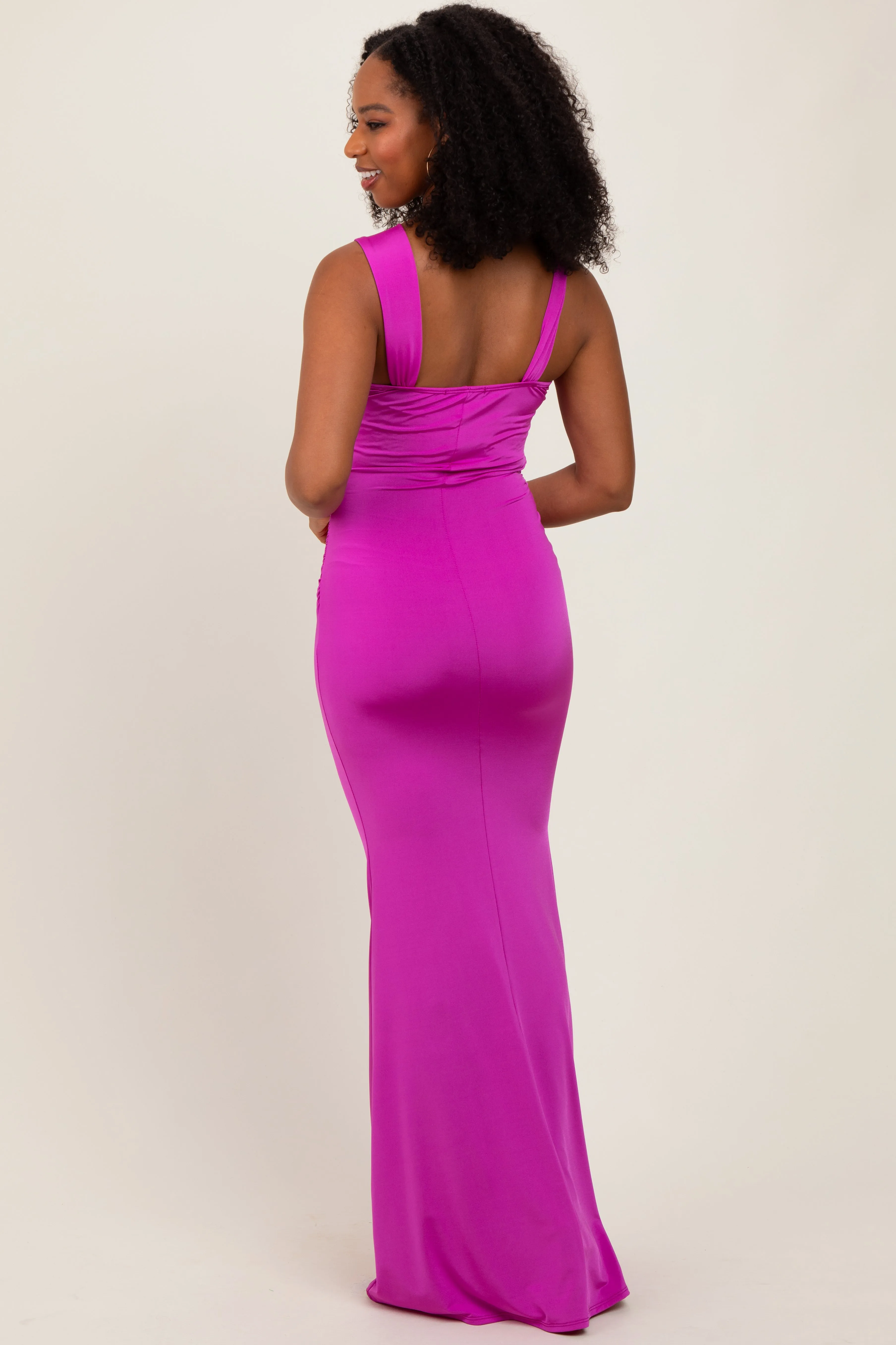 Violet Twist Front Ruched Maxi Dress sold by Pinkblush product image thumbnail 4