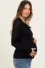 Black Lace Ruffle Neckline Maternity Long Sleeve Top sold by Pinkblush