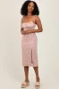 Red Printed Shoulder Tie Midi Dress sold by Pinkblush