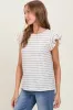 Black Dotted Stripe Ruffle Sleeve Top sold by Pinkblush