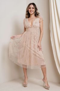 Dusty Rose Star Sequin Midi sold by Pinkblush