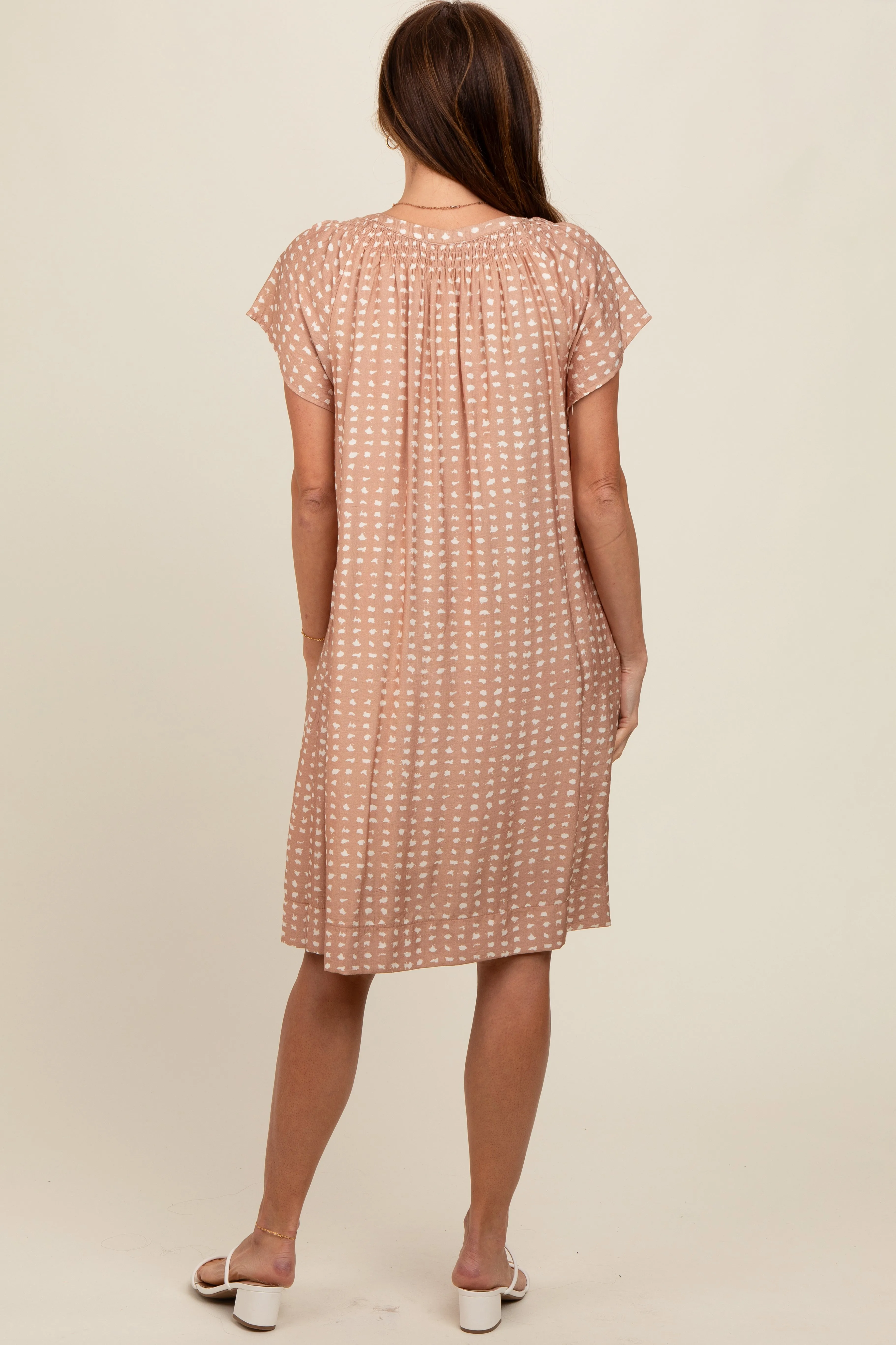 Camel Printed Split V-Neckline Dress sold by Pinkblush product image thumbnail 4