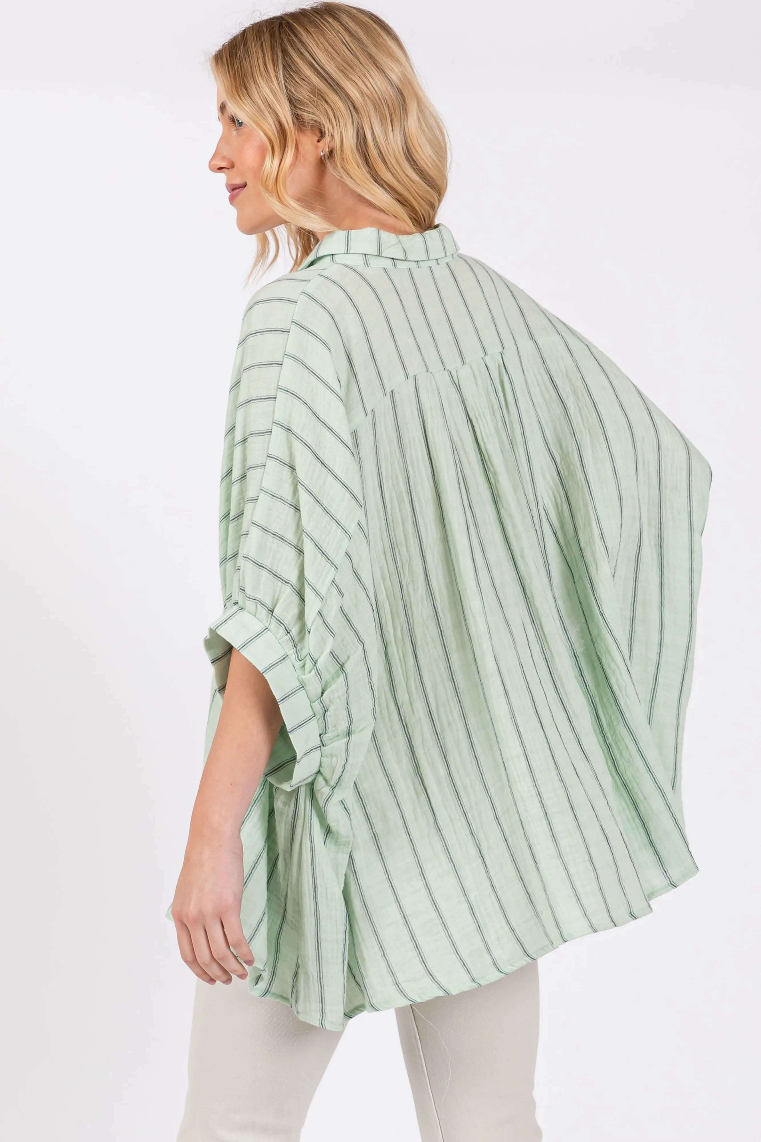 Mint Striped Collared Oversized Top sold by Pinkblush product image thumbnail 3