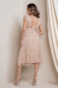 Dusty Rose Star Sequin Midi sold by Pinkblush