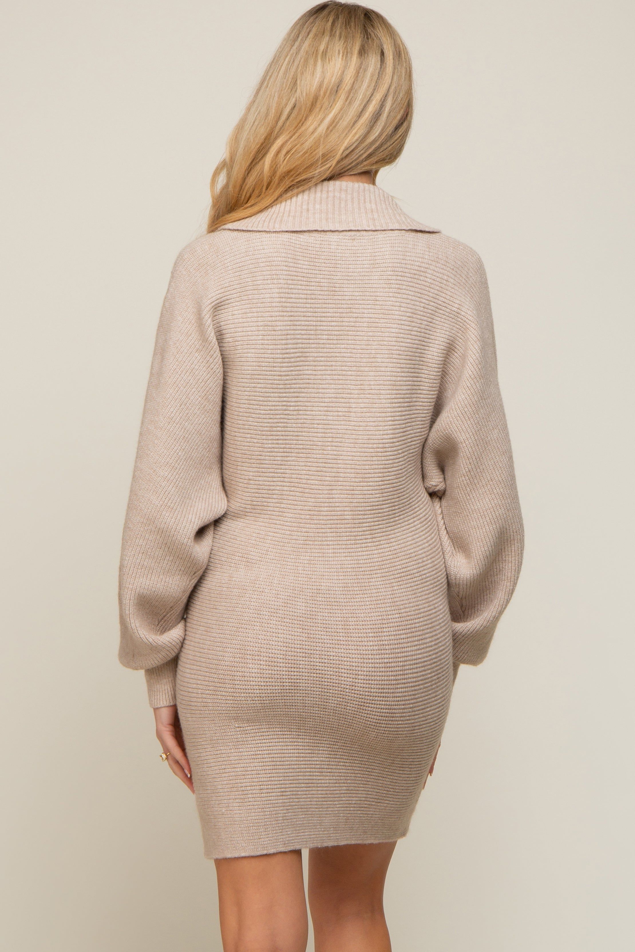 Taupe Sweater Knit Maternity Mini Dress sold by Pinkblush product image thumbnail 5