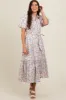 Ivory Floral Puff Sleeve Button Down Midi Dress sold by Pinkblush