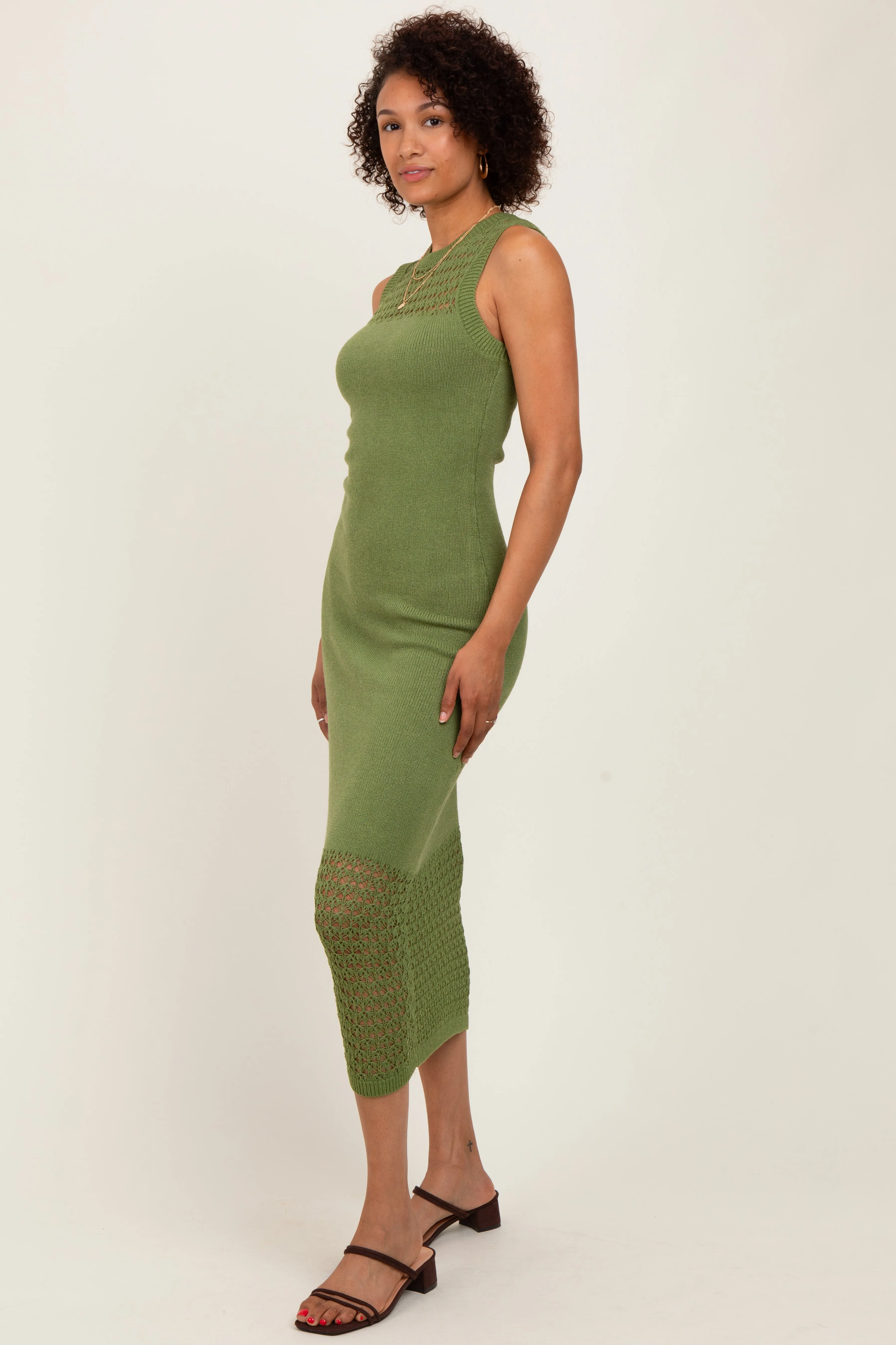 Green Crochet Knit Sleeveless Maxi Dress sold by Pinkblush product image thumbnail 3