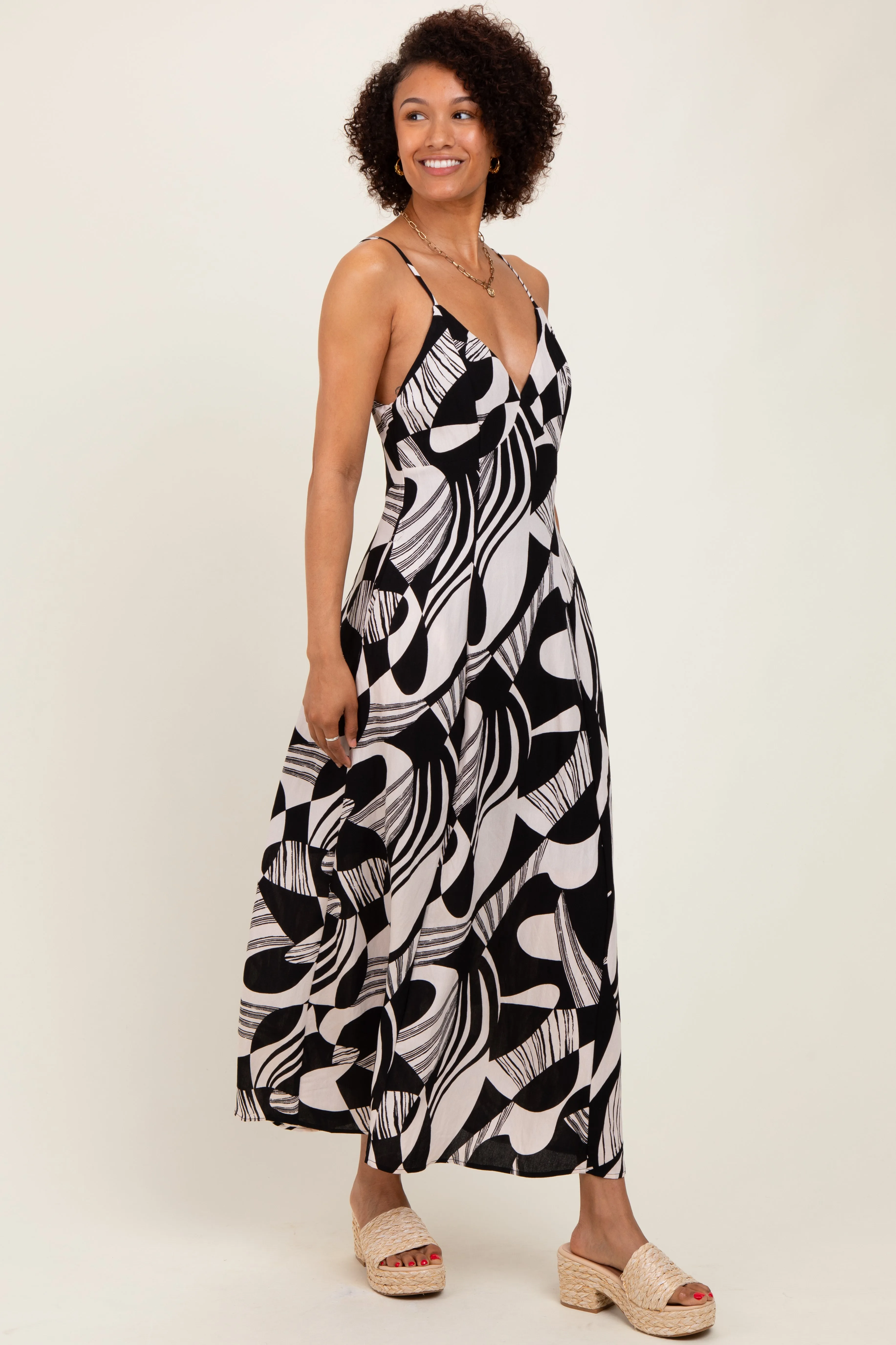 Black Geometric Print Sleeveless Maxi Dress sold by Pinkblush product image thumbnail 3