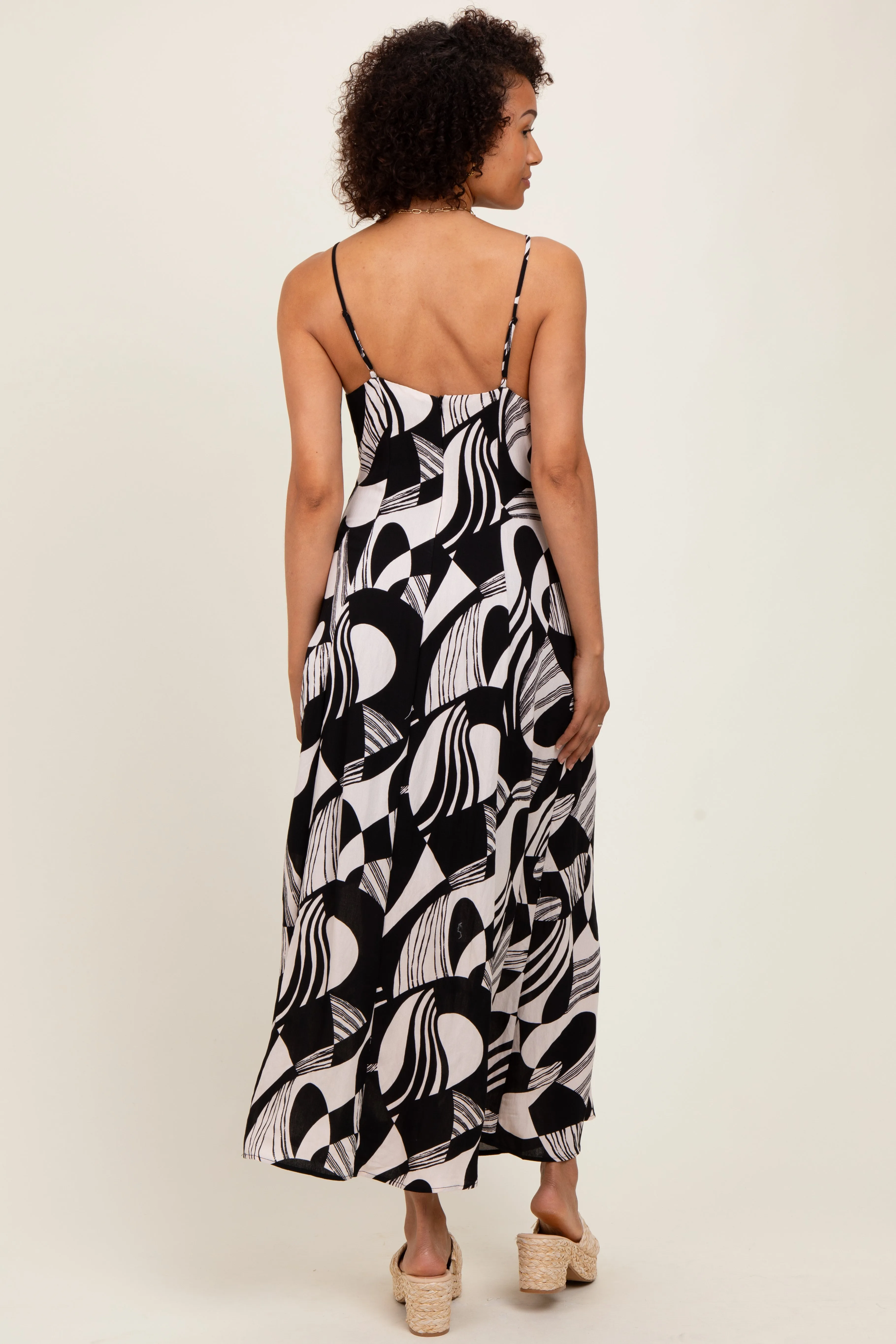 Black Geometric Print Sleeveless Maxi Dress sold by Pinkblush product image thumbnail 4