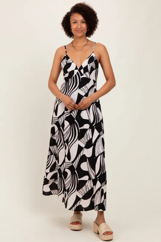 Black Geometric Print Sleeveless Maxi Dress sold by Pinkblush