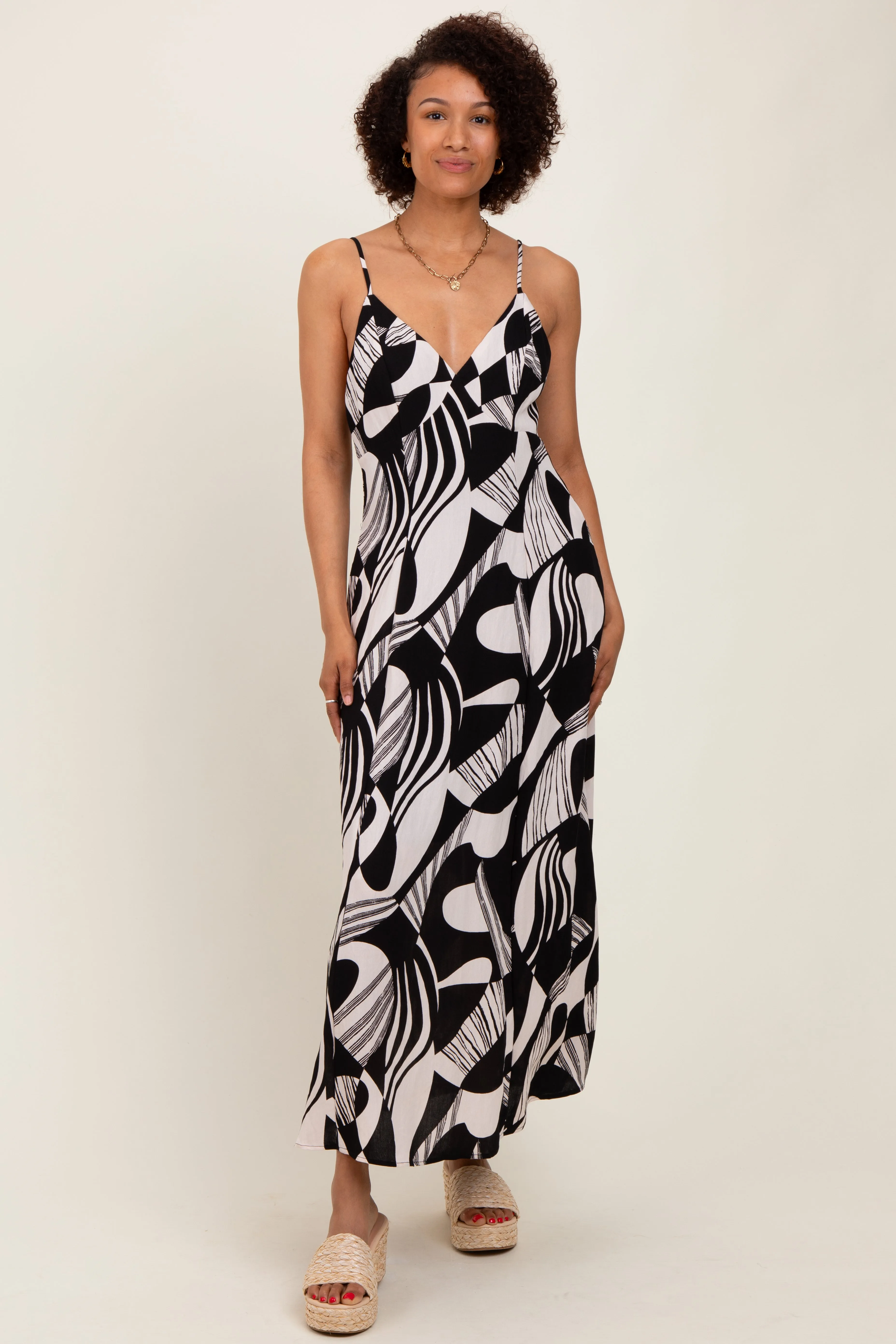 Black Geometric Print Sleeveless Maxi Dress sold by Pinkblush product image thumbnail 2