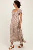 Cream Multi Flutter-Sleeved Smocked Floral Maxi Dress sold by Pinkblush