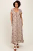 Cream Multi Flutter-Sleeved Smocked Floral Maxi Dress sold by Pinkblush