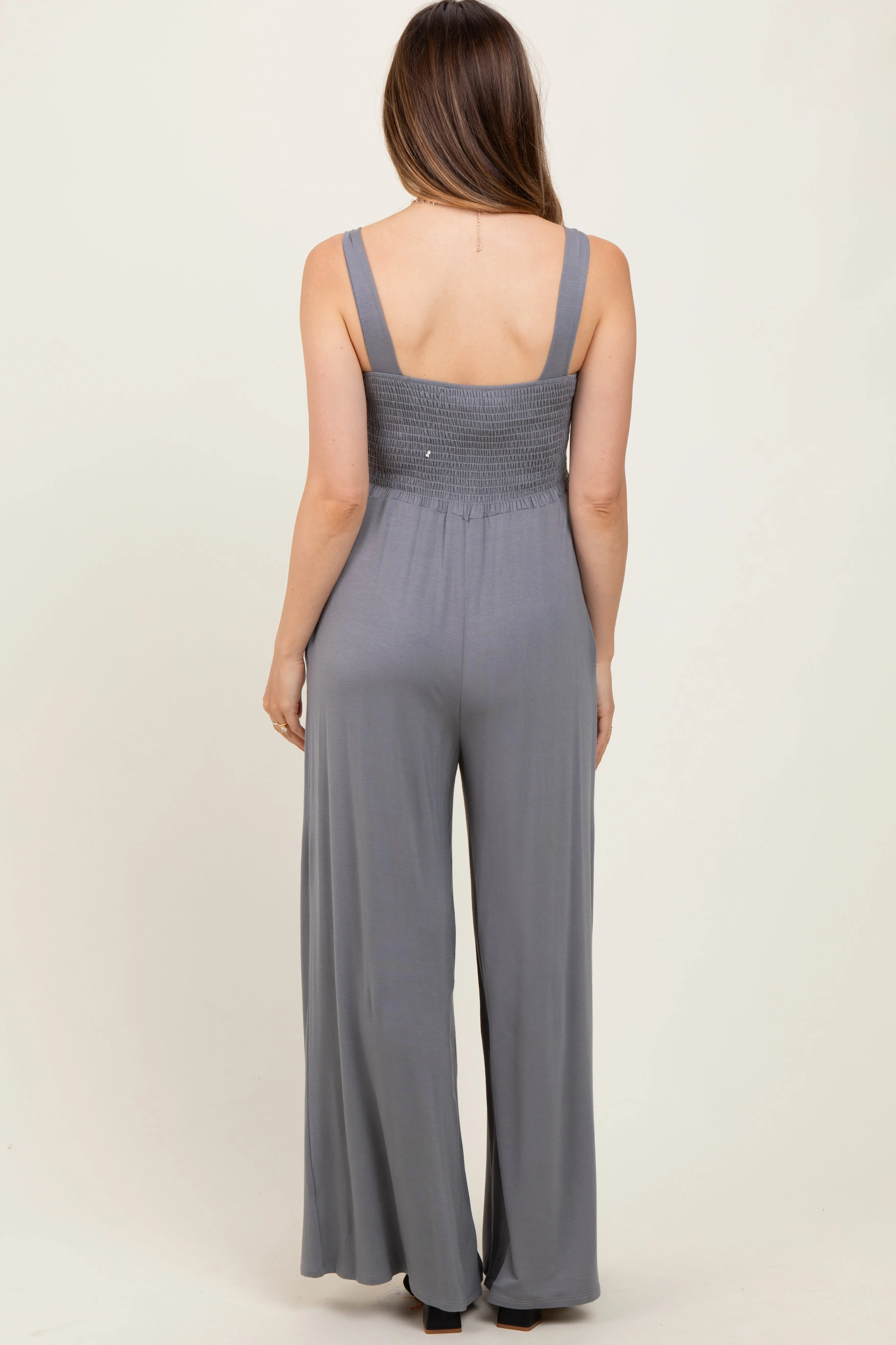 Grey Sleeveless Wide Leg Maternity Jumpsuit sold by Pinkblush product image thumbnail 3