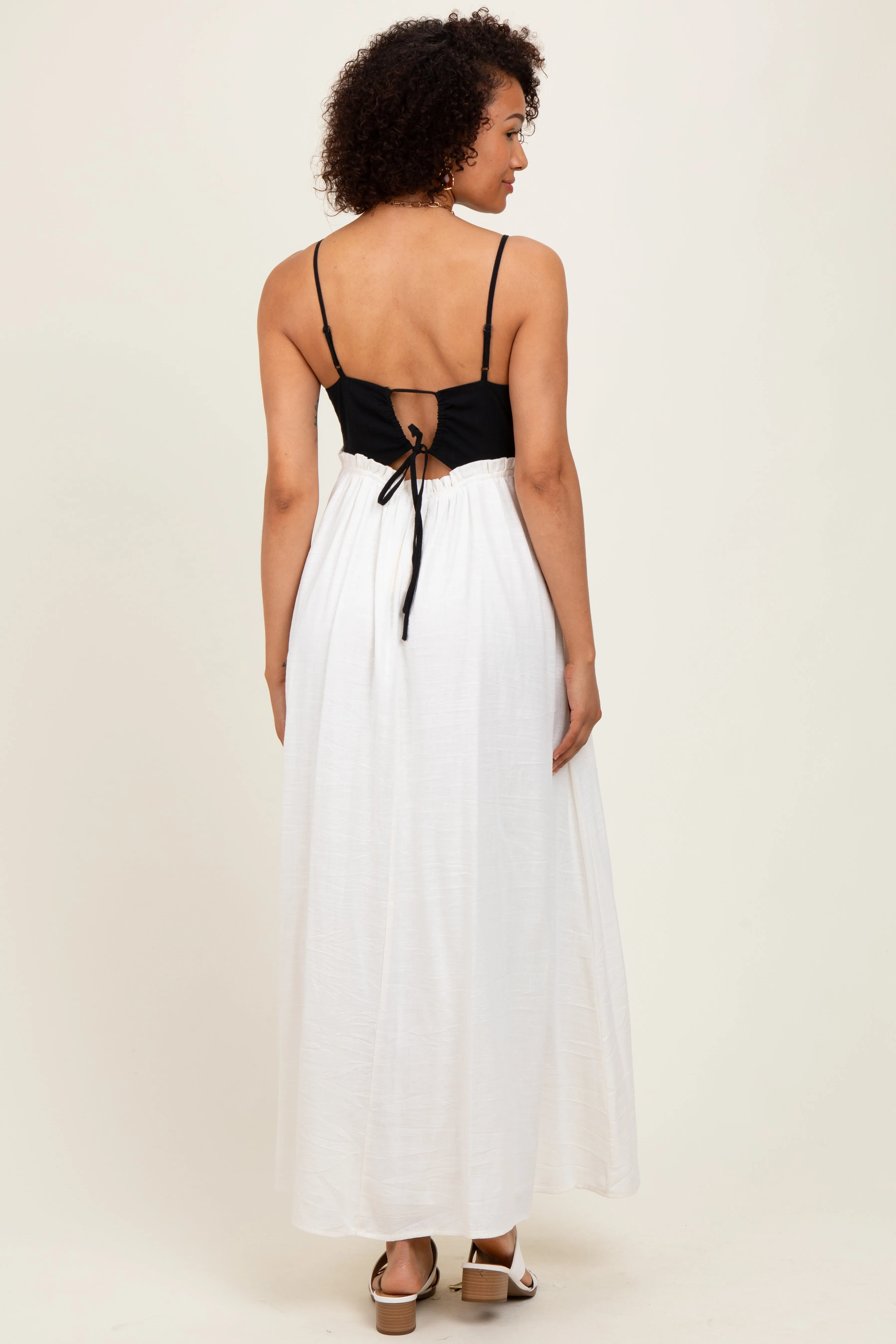 Cream Colorblock Open Tie Back Maxi Dress sold by Pinkblush product image thumbnail 4