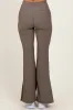Mocha Ribbed Split Flare Leggings sold by Pinkblush