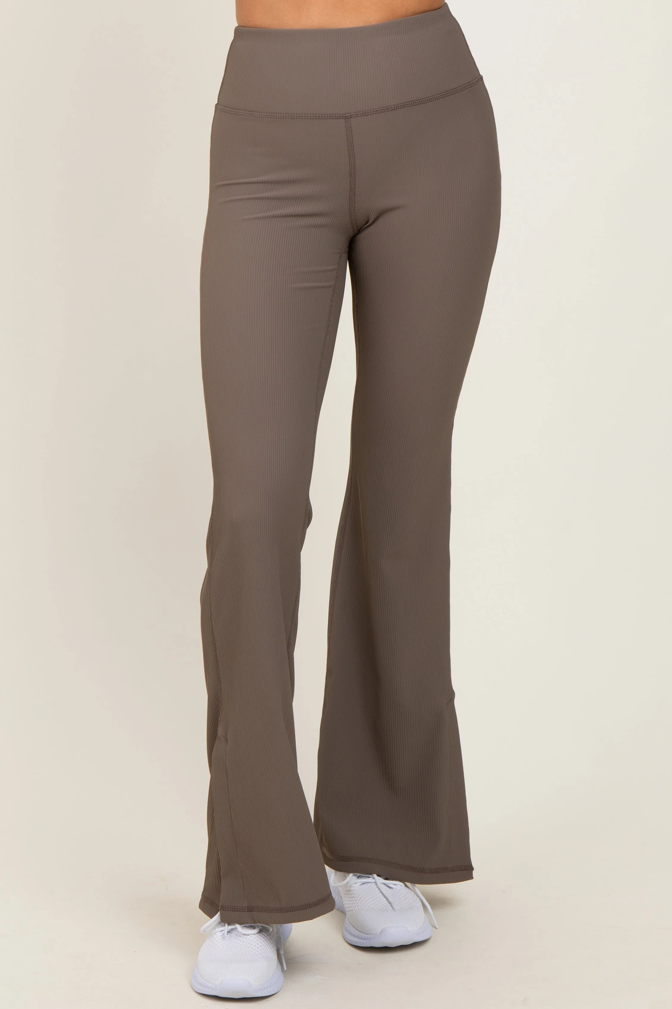 Mocha Ribbed Split Flare Leggings sold by Pinkblush product image thumbnail 3