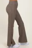 Mocha Ribbed Split Flare Leggings sold by Pinkblush