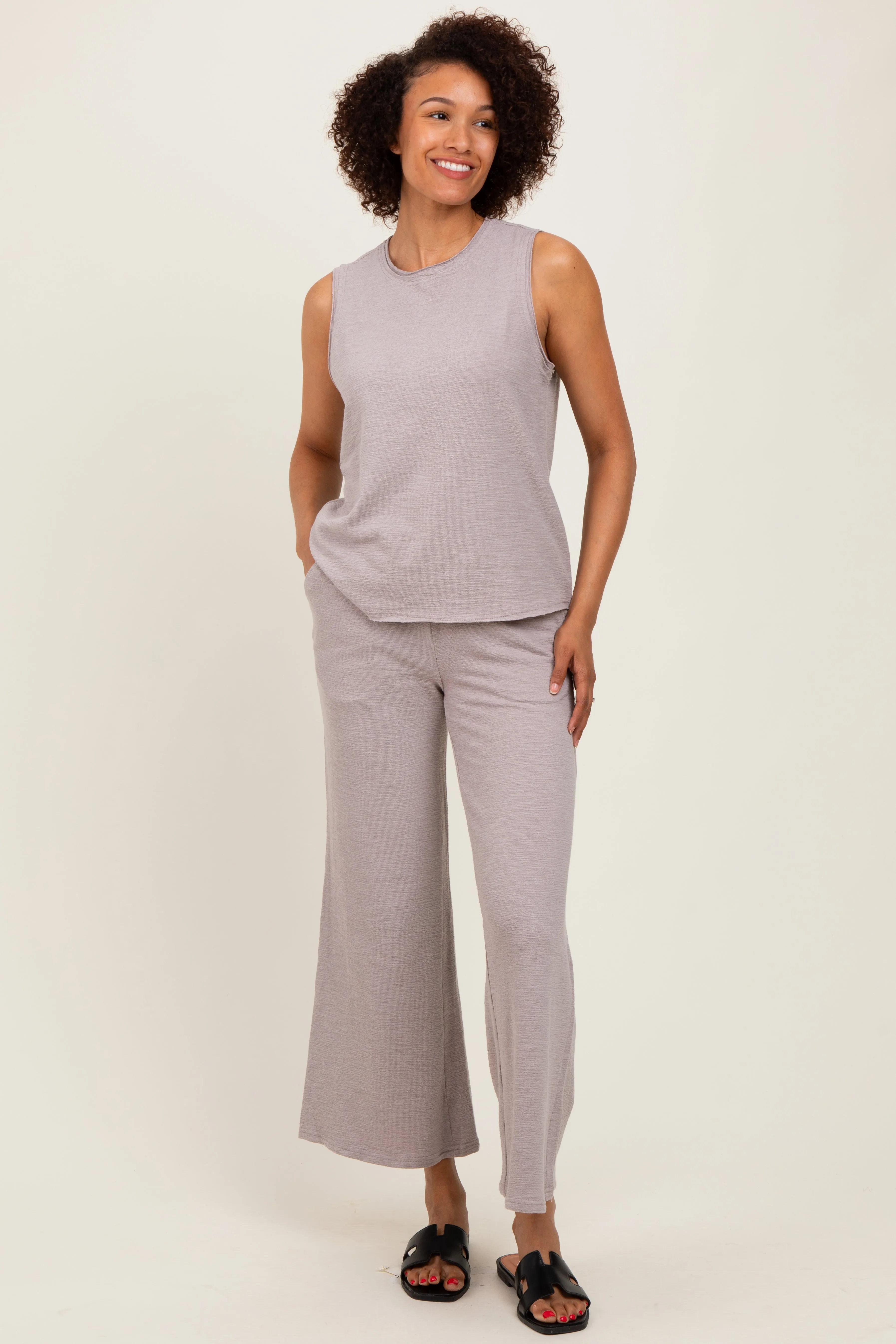 Light Mocha Slub Knit Pants Set sold by Pinkblush product image thumbnail 2