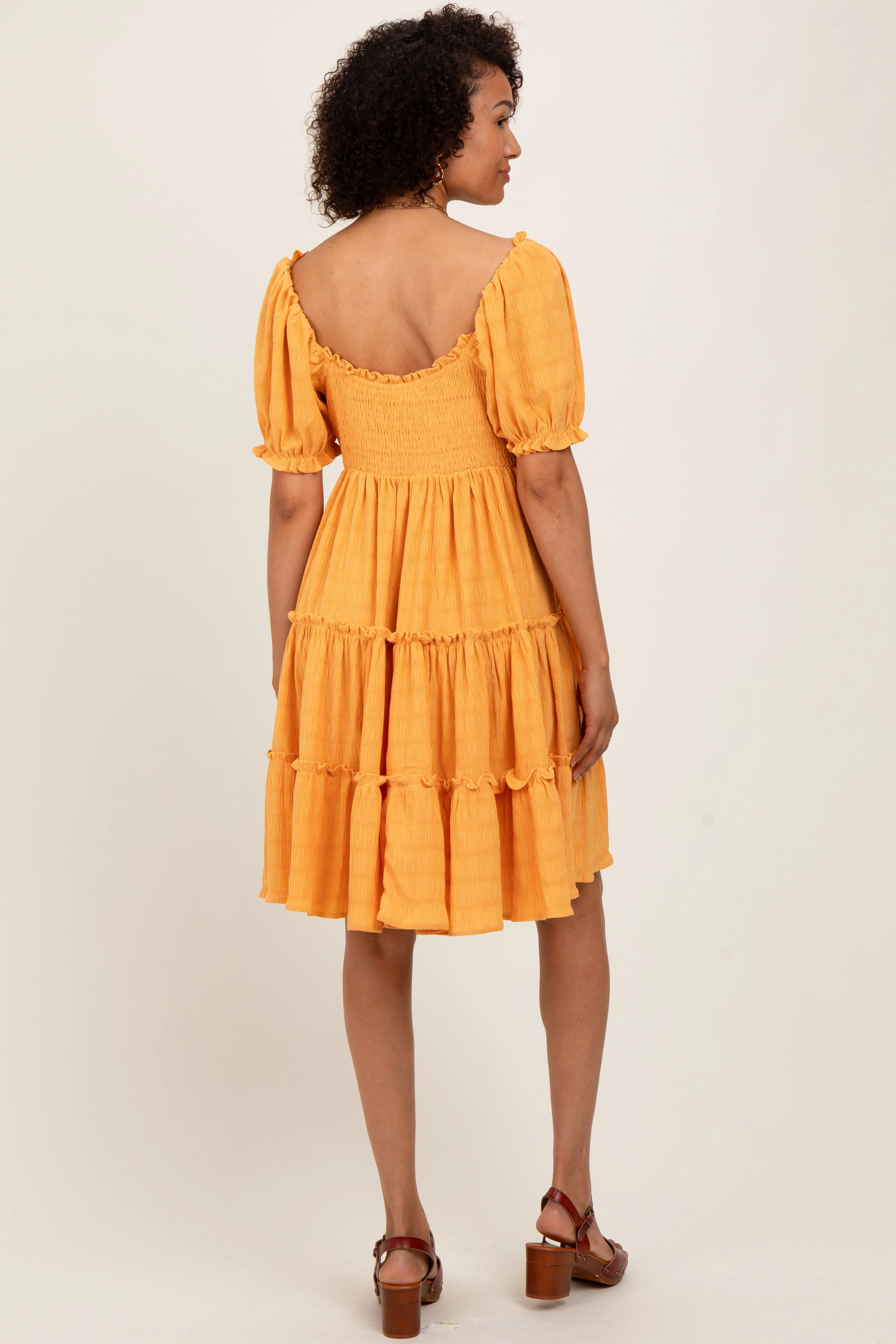 Orange Button Up Ruffle Tiered Dress sold by Pinkblush product image thumbnail 4