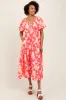 Coral Bubble Short Sleeve Maxi Dress W/ Side Pocket sold by Pinkblush