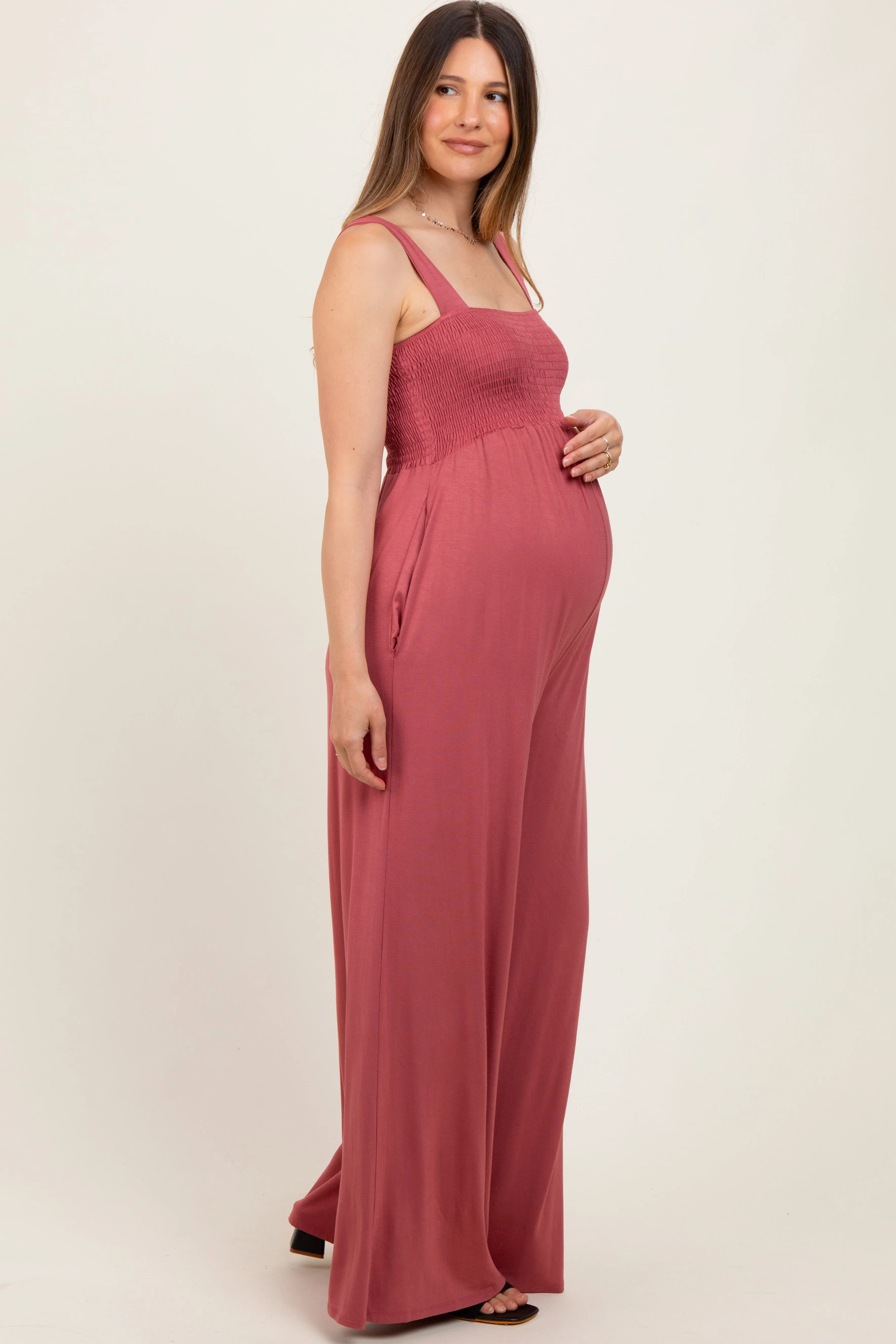 Pink Sleeveless Wide Leg Maternity Jumpsuit sold by Pinkblush product image thumbnail 2
