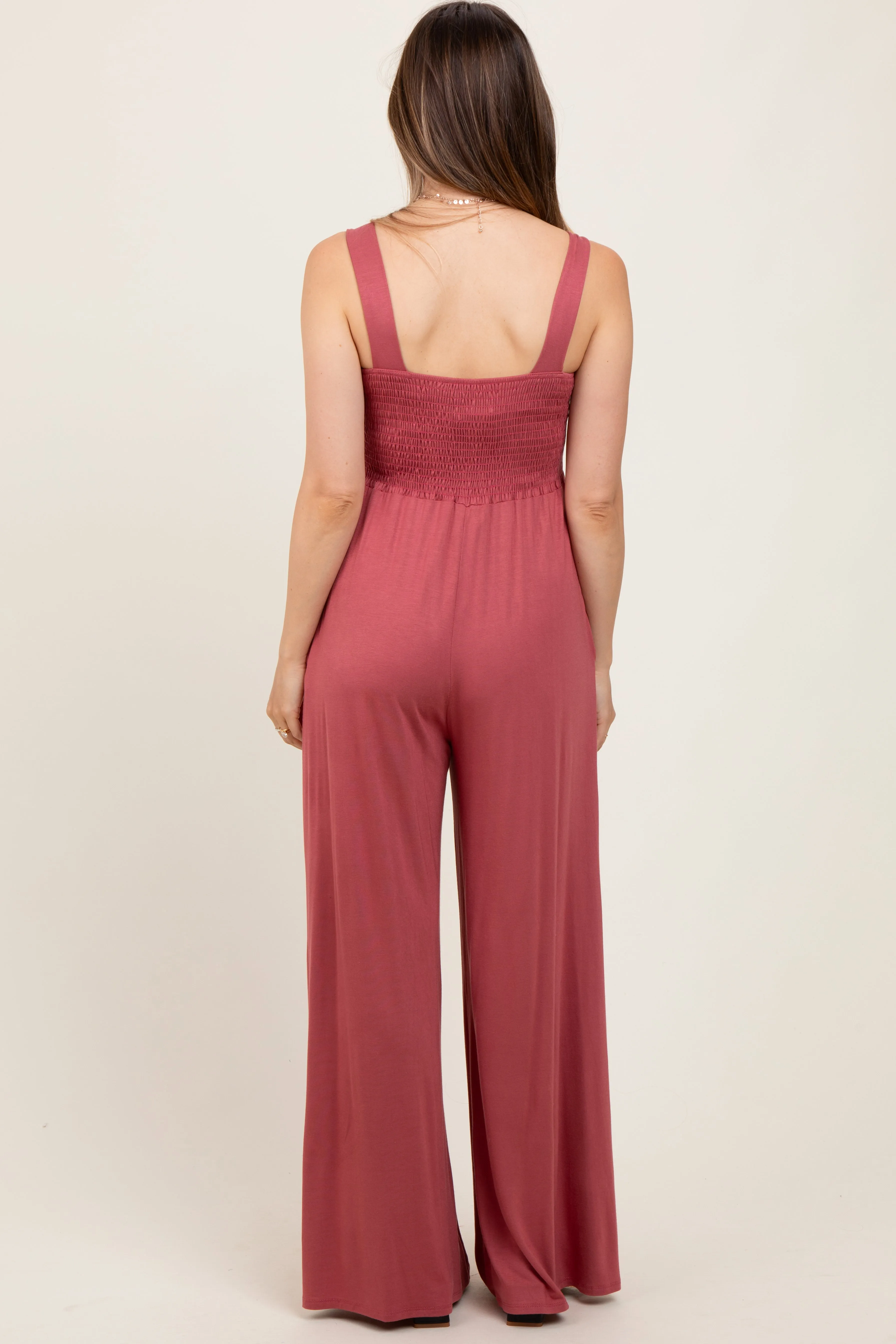 Pink Sleeveless Wide Leg Maternity Jumpsuit sold by Pinkblush product image thumbnail 3