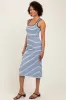 Light Blue Striped Knit Square Neck Midi Dress sold by Pinkblush