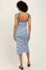 Light Blue Striped Knit Square Neck Midi Dress sold by Pinkblush