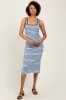 Light Blue Striped Knit Square Neck Midi Dress sold by Pinkblush