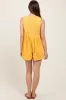 Yellow Deep V-Neck Pleated Front Tie Sleeveless Maternity Romper sold by Pinkblush