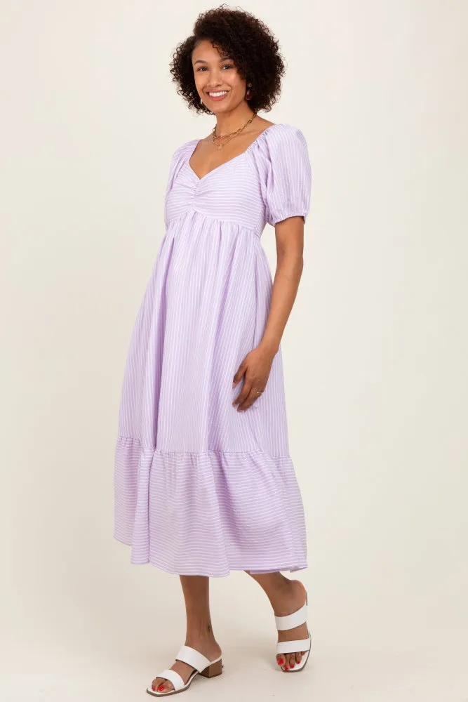 Lavender Sweetheart Stripe Smocked Back Midi Dress sold by Pinkblush product image thumbnail 3