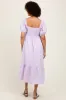 Lavender Sweetheart Stripe Smocked Back Midi Dress sold by Pinkblush