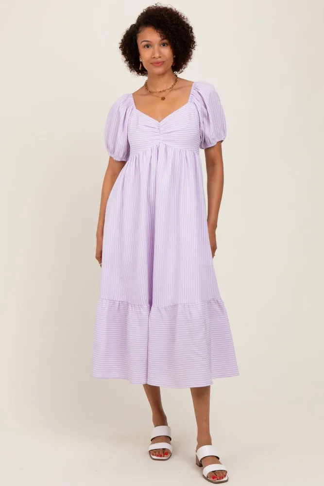Lavender Sweetheart Stripe Smocked Back Midi Dress sold by Pinkblush product image thumbnail 2