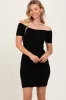 Black Off Shoulder Knit Maternity Mini Dress sold by Pinkblush