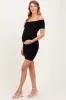 Black Off Shoulder Knit Maternity Mini Dress sold by Pinkblush