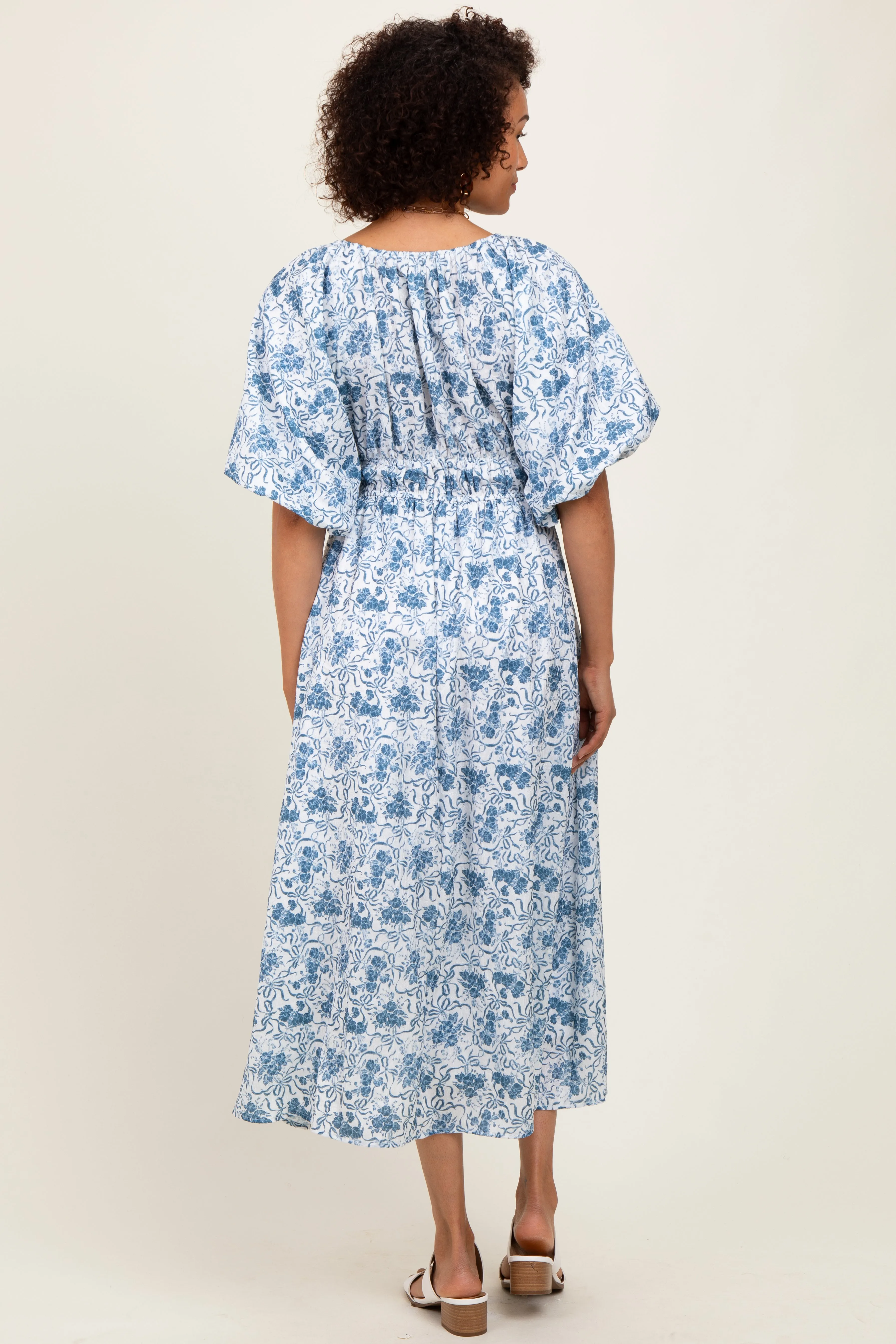Blue Multi Printed Floral Maxi Dress sold by Pinkblush product image thumbnail 4