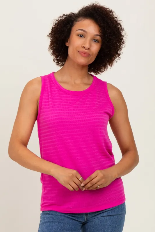 Magenta Textured Knit Sleeveless Top sold by Pinkblush