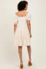 Cream Printed Button Up Ruffle Tiered Dress sold by Pinkblush