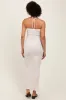 Beige Striped Halter Neck Fitted Maternity Maxi Dress sold by Pinkblush