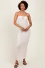 Beige Striped Halter Neck Fitted Maternity Maxi Dress sold by Pinkblush