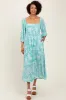 Green Floral Square Neck 3/4 Sleeve Maxi Dress sold by Pinkblush