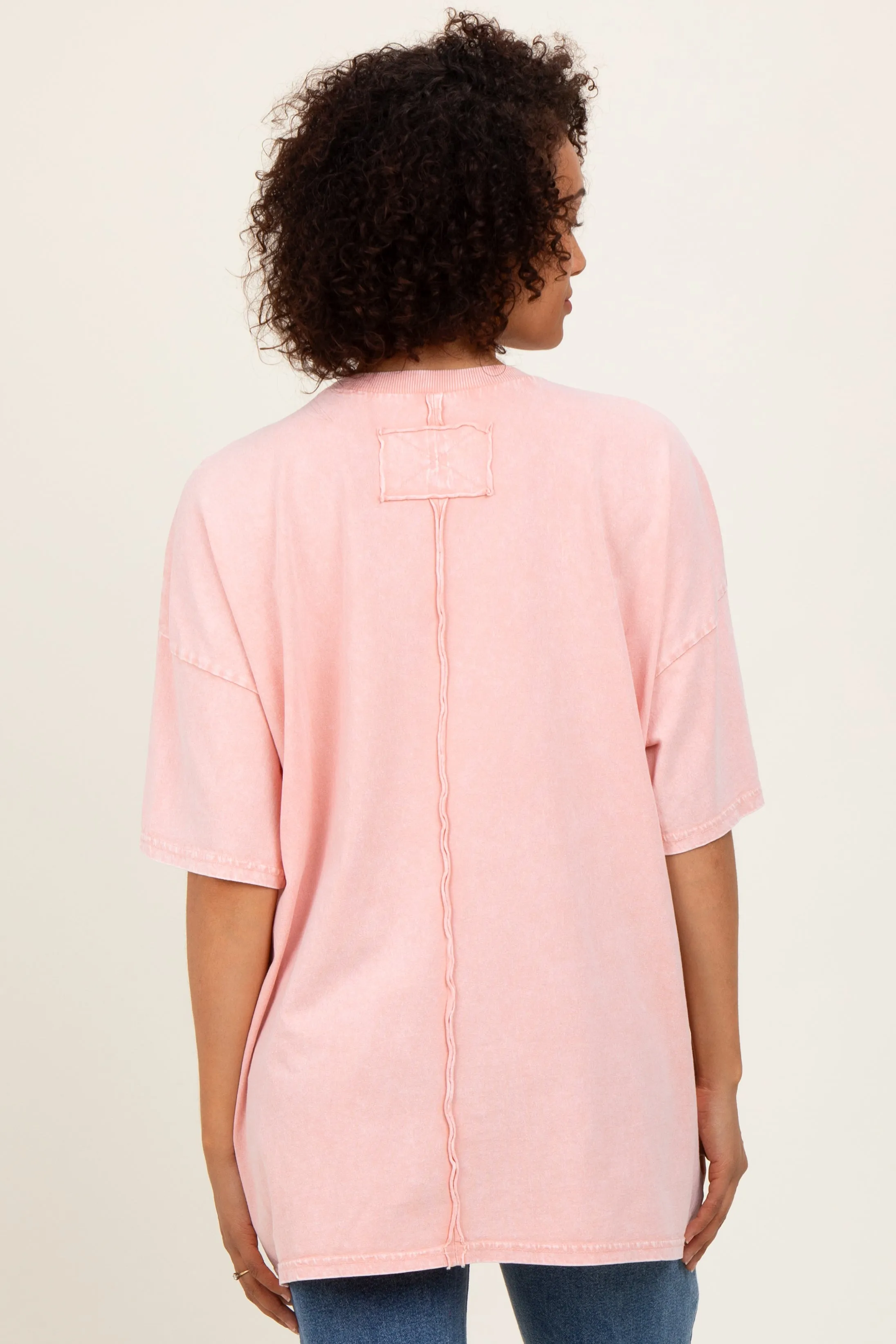 Light Pink Mineral Wash Crochet Pocket Top sold by Pinkblush product image thumbnail 2