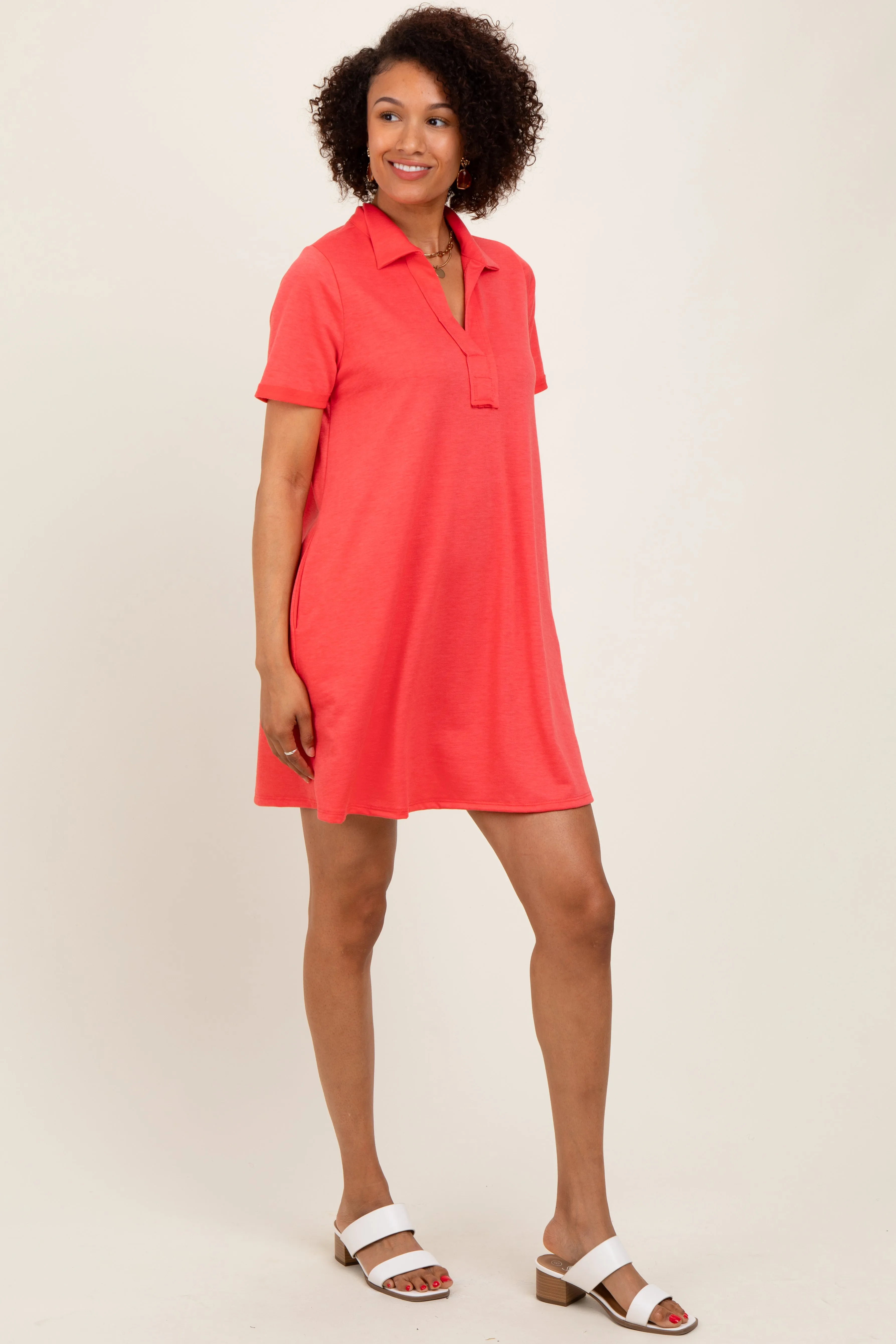 Coral Basic Polo Dress sold by Pinkblush product image thumbnail 3