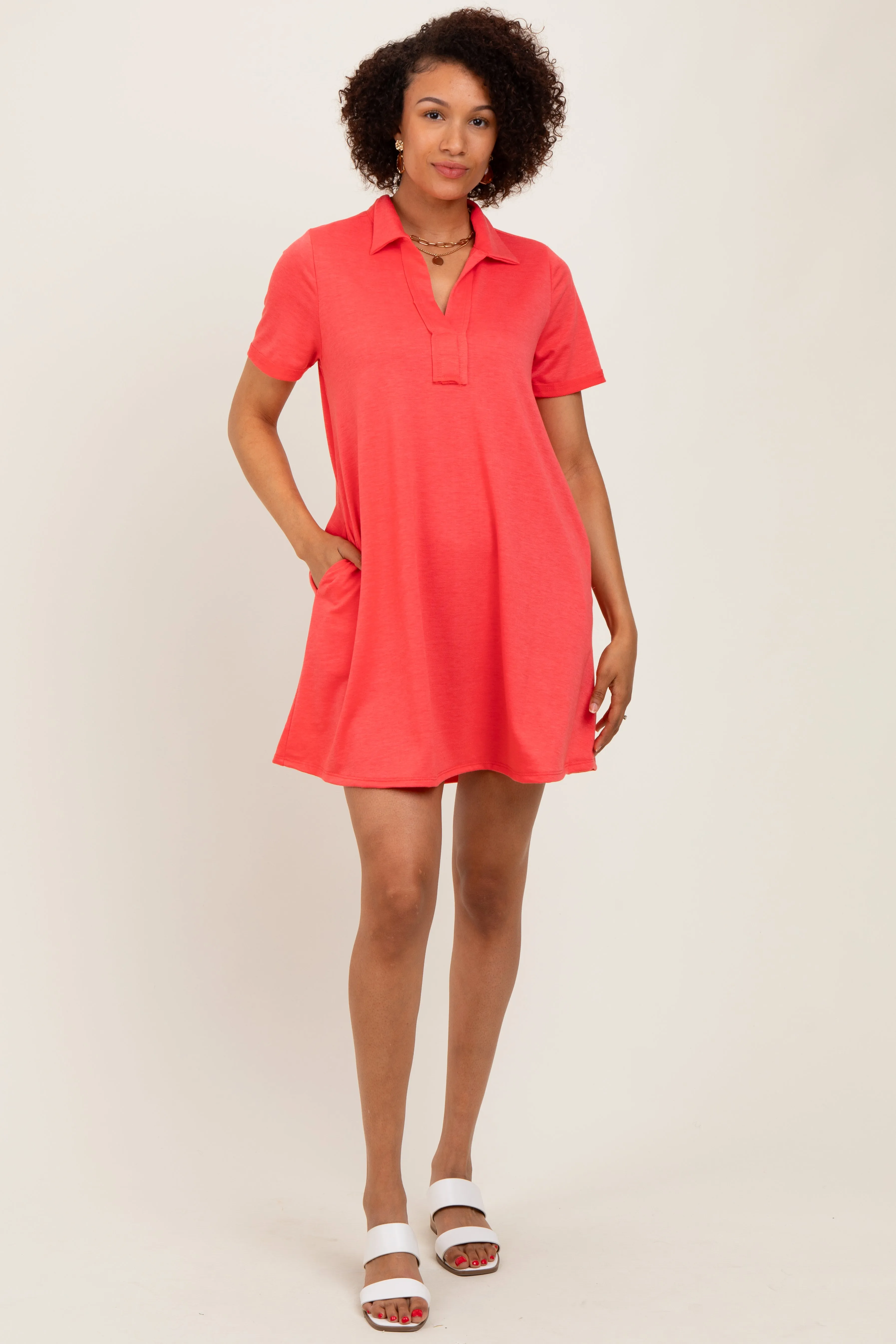 Coral Basic Polo Dress sold by Pinkblush product image thumbnail 2