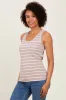 Light Taupe Striped Ribbed Fitted Tank Top sold by Pinkblush