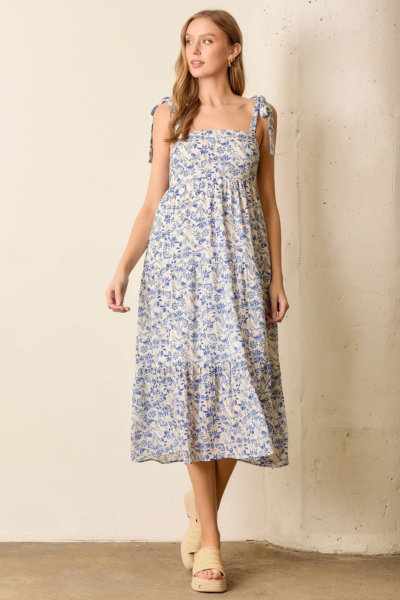 Blue Multi Floral Tie Strap Maternity Maxi Dress sold by Pinkblush product image thumbnail 4