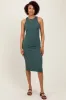 Olive Sleeveless Ribbed Knit Midi Dress sold by Pinkblush